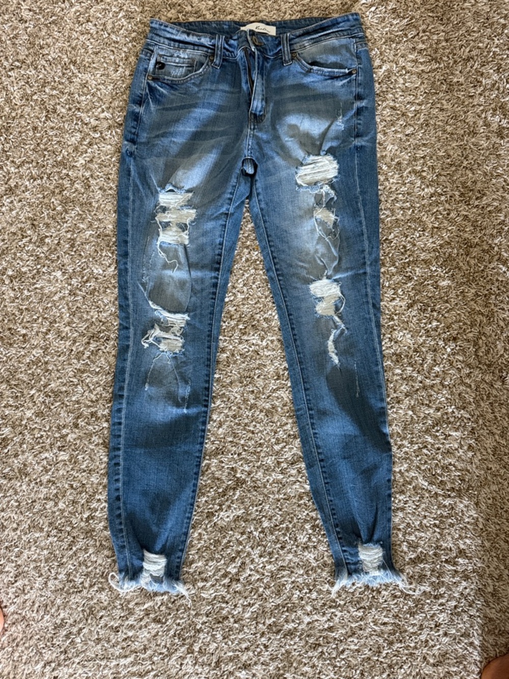 Kancan Ripped Distressed Women’s Skinny Jeans - Blue